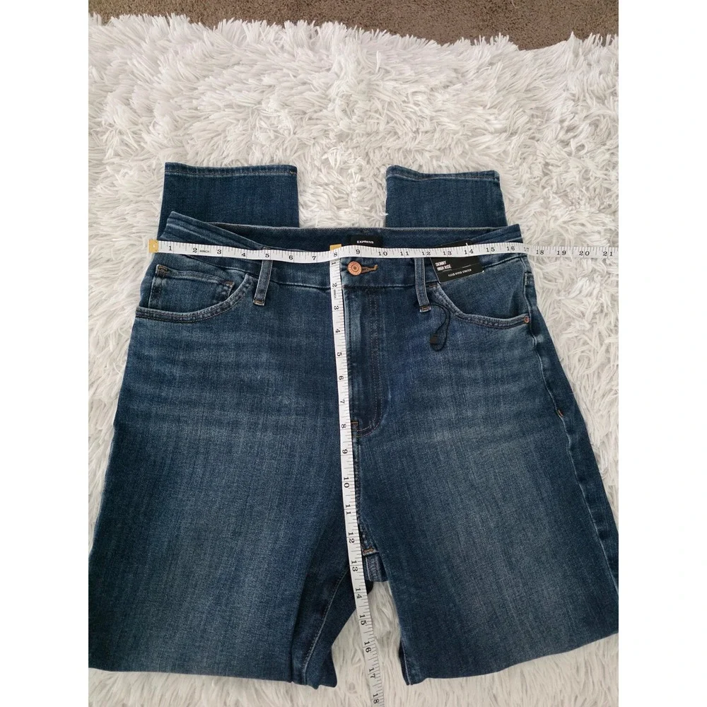 Express Flexx Hyper Stretch Skinny High Rise Jeans Dark Wash Size L 12 14 16